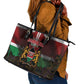 Kenya Jamhuri Day Leather Tote Bag Coat Of Arms With Kente Pattern - African Pride