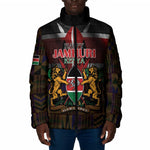 Happy Kenya Independence Day Padded Jacket Coat Of Arms With Kente Pattern