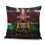 Happy Kenya Independence Day Pillow Cover Coat Of Arms With Kente Pattern