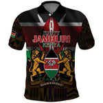 Kenya Jamhuri Day Polo Shirt Coat Of Arms With Kente Pattern - African Pride