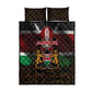 Kenya Jamhuri Day Quilt Bed Set Coat Of Arms With Kente Pattern - African Pride