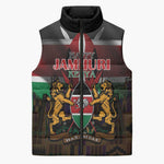 Happy Kenya Independence Day Sleeveless Puffer Jacket Coat Of Arms With Kente Pattern