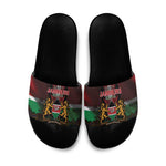 Happy Kenya Independence Day Slide Sandals Coat Of Arms With Kente Pattern