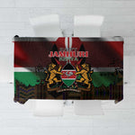 Kenya Jamhuri Day Tablecloth Coat Of Arms With Kente Pattern - African Pride