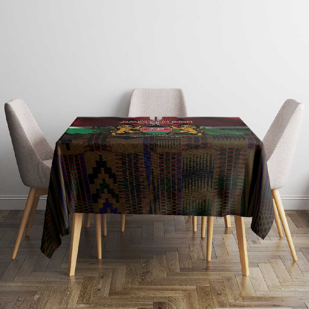 Kenya Jamhuri Day Tablecloth Coat Of Arms With Kente Pattern - African Pride