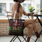 Happy Kenya Independence Day Tote Bag Coat Of Arms With Kente Pattern