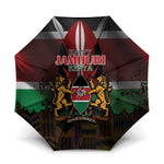Happy Kenya Independence Day Umbrella Coat Of Arms With Kente Pattern