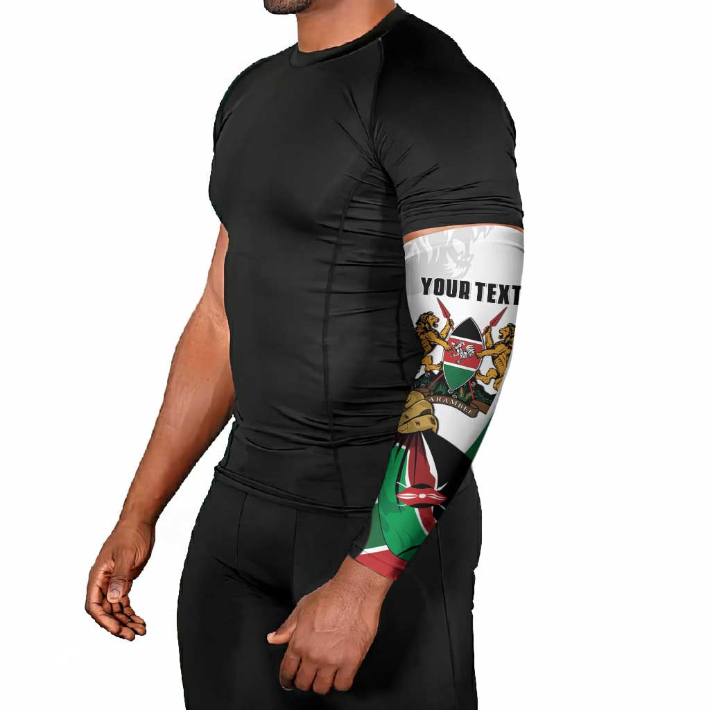 Personalized Kenya Jamhuri Day Arm Sleeves Lion With Coat Of Arms