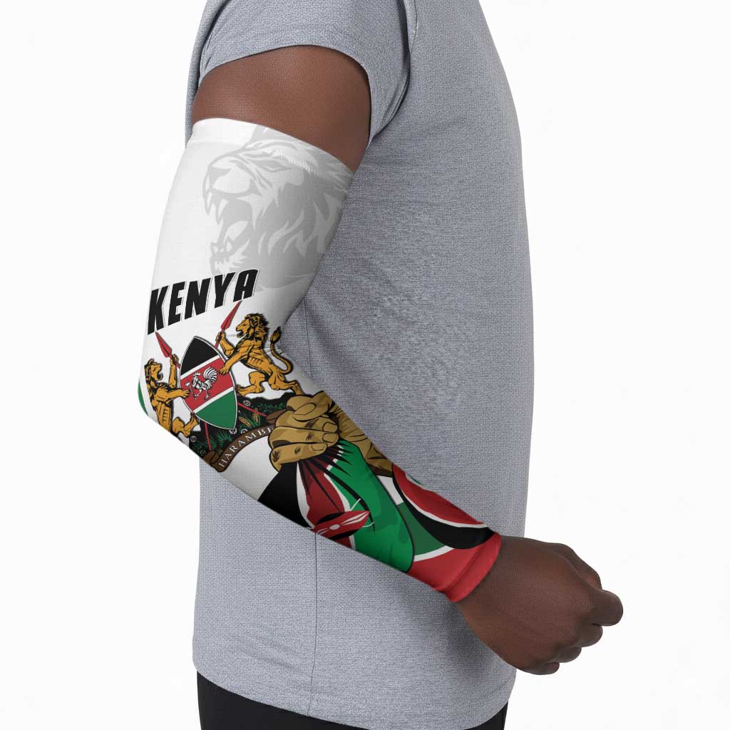 Personalized Kenya Jamhuri Day Arm Sleeves Lion With Coat Of Arms