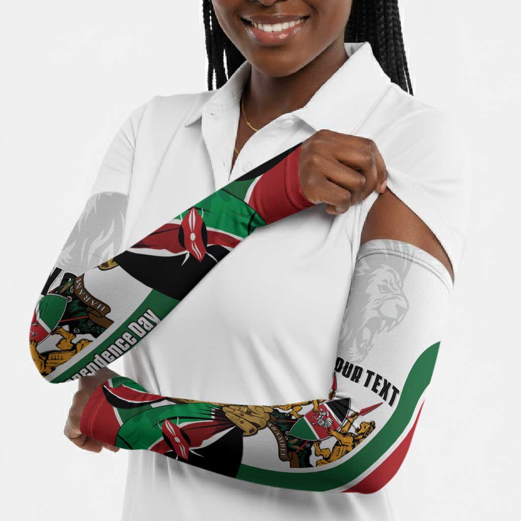 Personalized Kenya Jamhuri Day Arm Sleeves Lion With Coat Of Arms