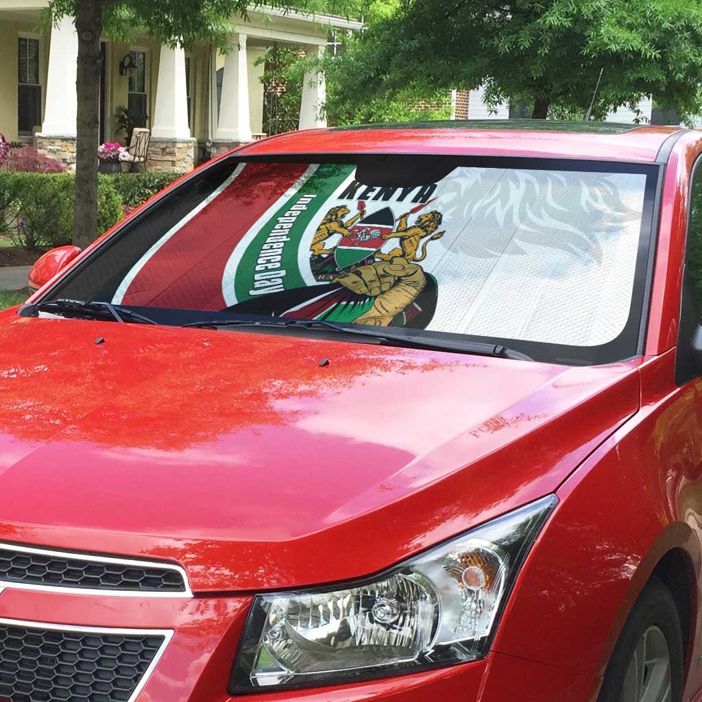 Kenya Jamhuri Day Auto Sun Shade Lion With Coat Of Arms