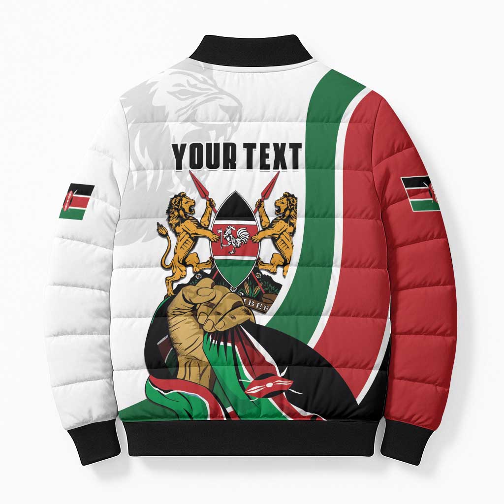 Personalized Kenya Jamhuri Day Bomber Puffer Jacket Lion With Coat Of Arms