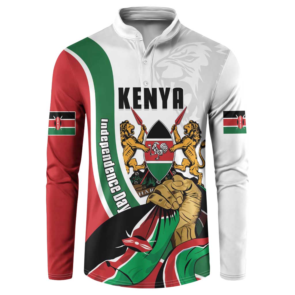 Personalized Kenya Jamhuri Day Button Sweatshirt Lion With Coat Of Arms