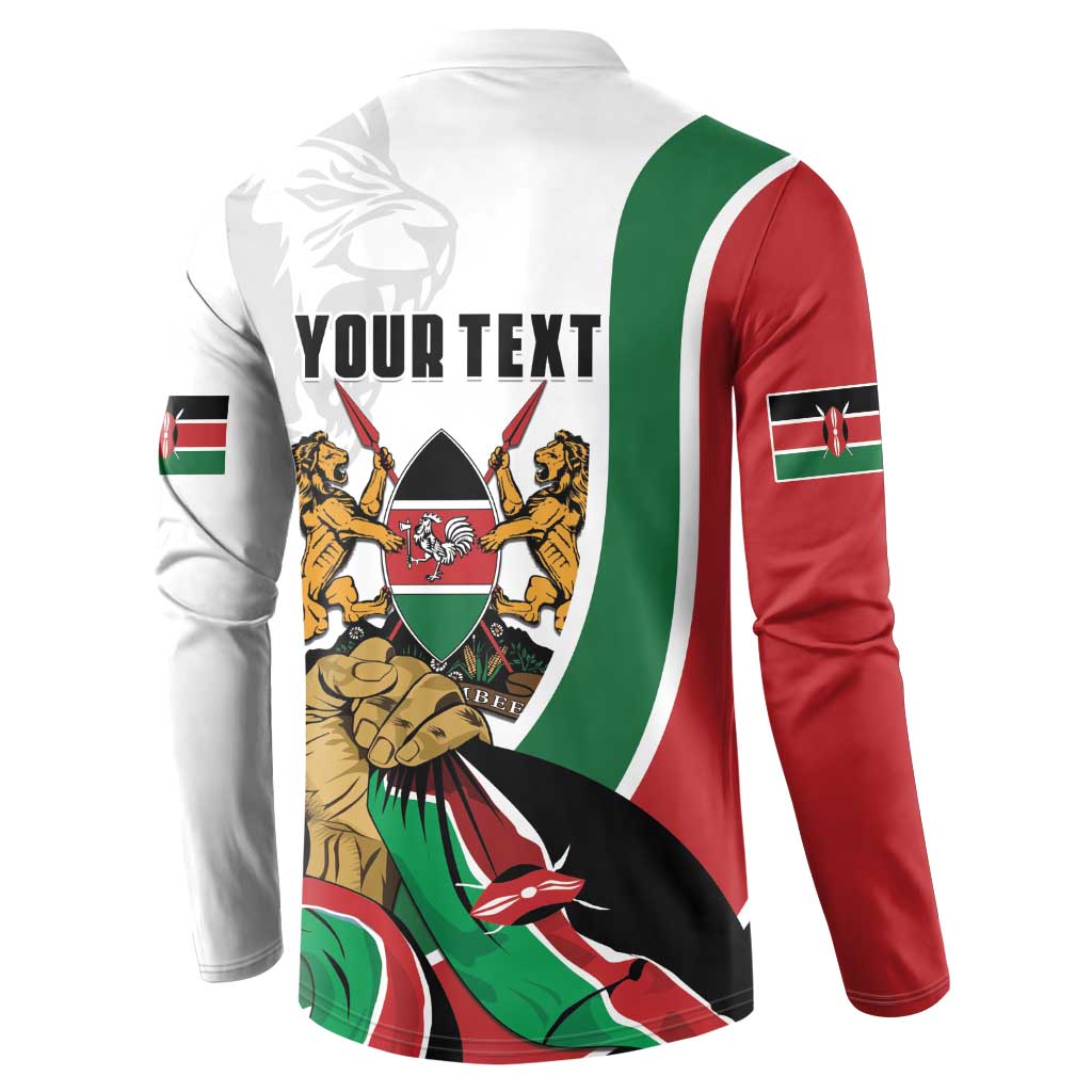 Personalized Kenya Jamhuri Day Button Sweatshirt Lion With Coat Of Arms