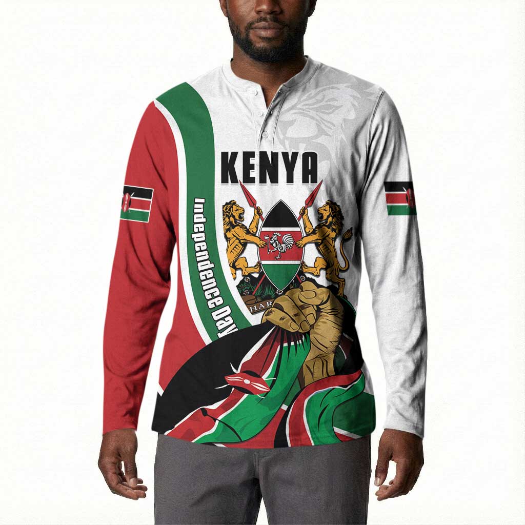Personalized Kenya Jamhuri Day Button Sweatshirt Lion With Coat Of Arms