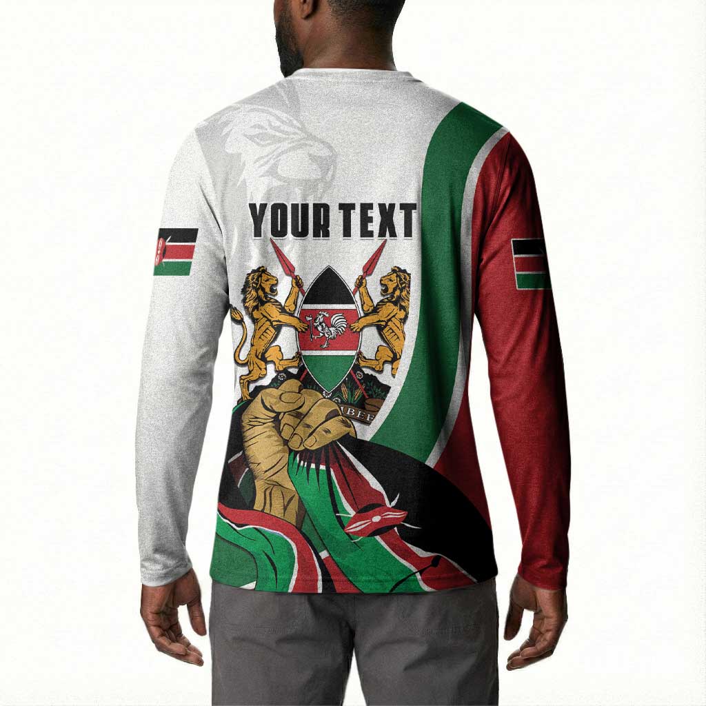 Personalized Kenya Jamhuri Day Button Sweatshirt Lion With Coat Of Arms