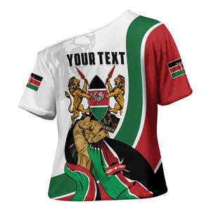 Personalized Kenya Jamhuri Day Cross Shoulder Shirt Lion With Coat Of Arms