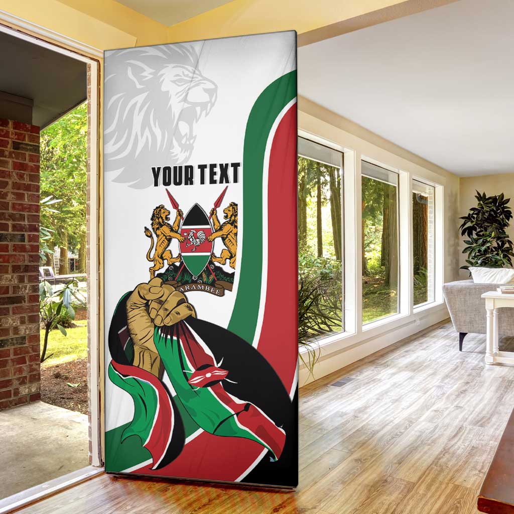 Personalized Kenya Jamhuri Day Door Cover Lion With Coat Of Arms