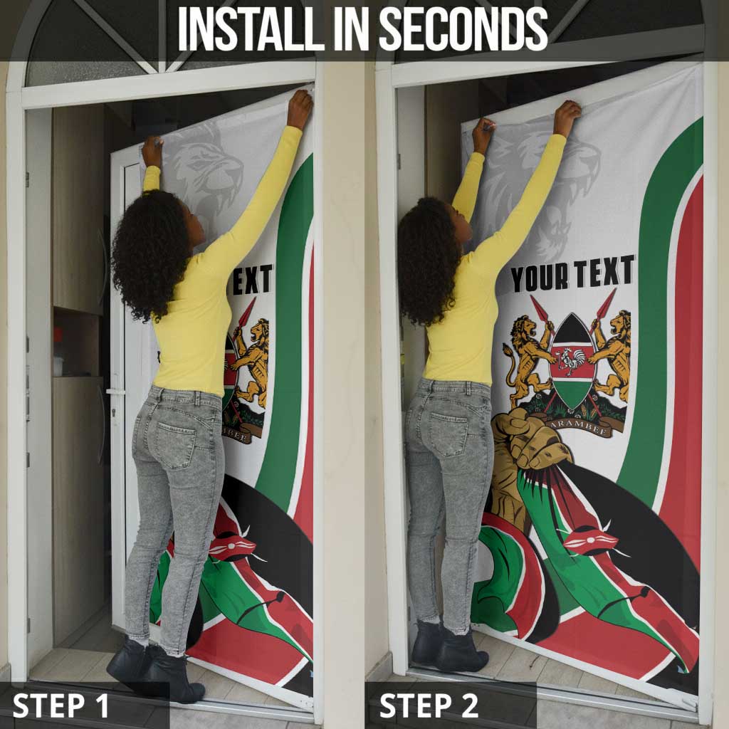 Personalized Kenya Jamhuri Day Door Cover Lion With Coat Of Arms