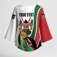 Personalized Kenya Jamhuri Day Kimono Sleeve Blouse Lion With Coat Of Arms