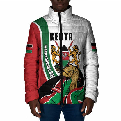 Personalized Kenya Jamhuri Day Padded Jacket Lion With Coat Of Arms