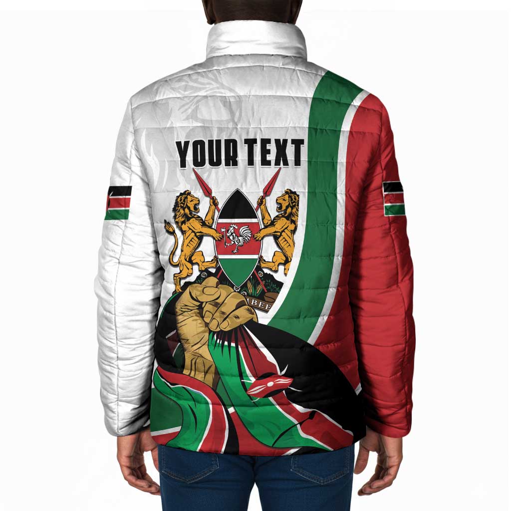 Personalized Kenya Jamhuri Day Padded Jacket Lion With Coat Of Arms