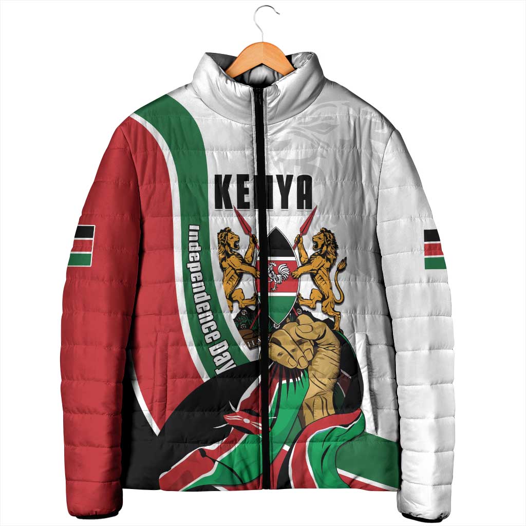 Personalized Kenya Jamhuri Day Padded Jacket Lion With Coat Of Arms