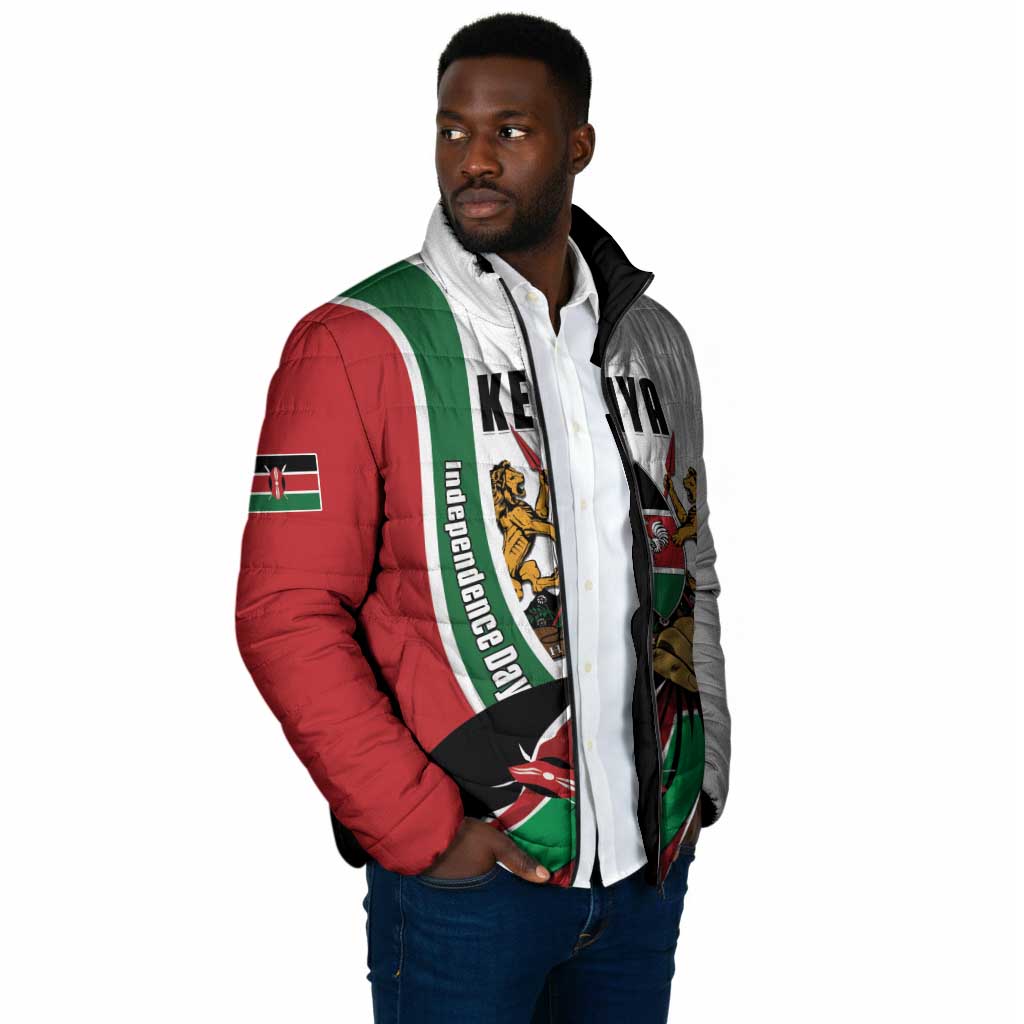Personalized Kenya Jamhuri Day Padded Jacket Lion With Coat Of Arms