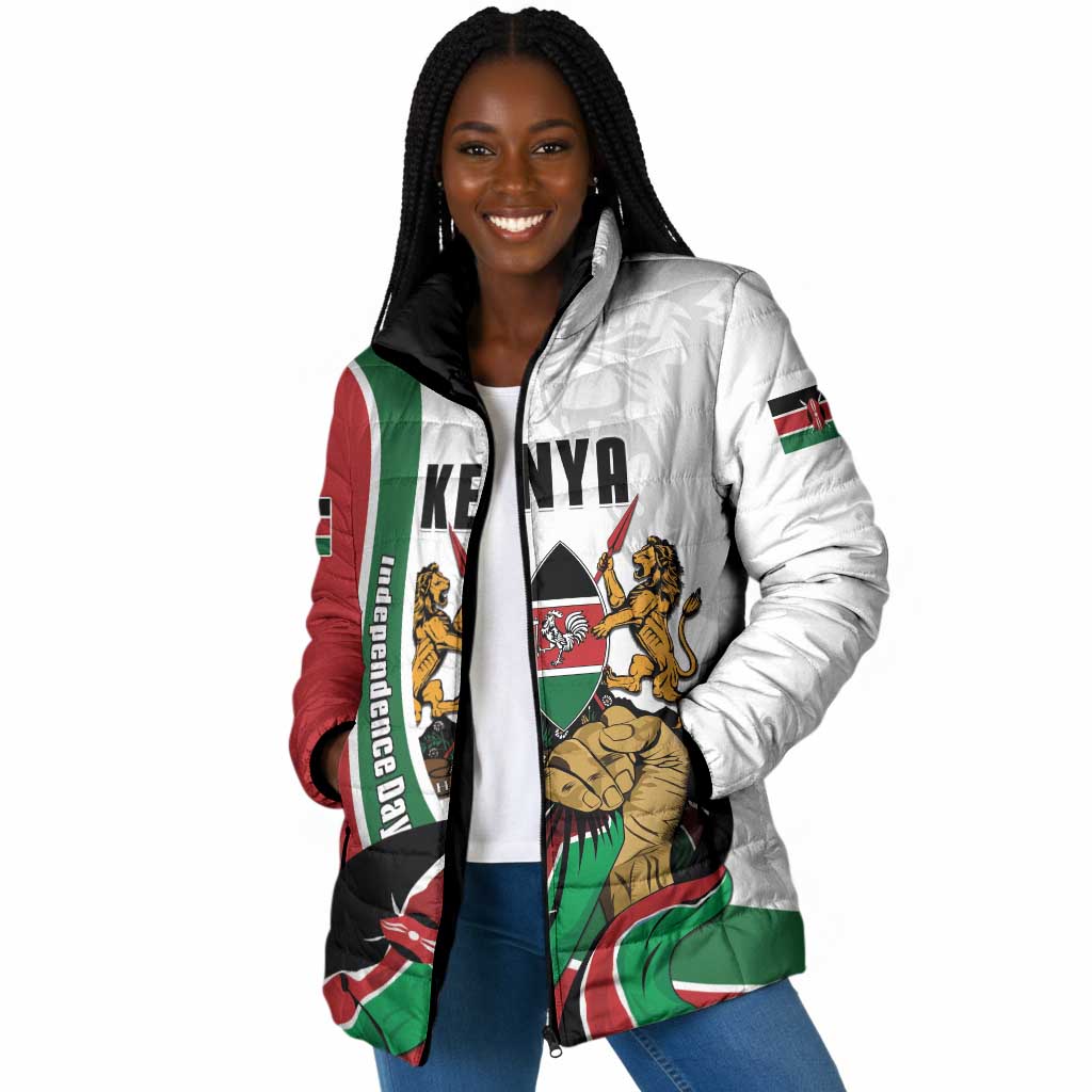 Personalized Kenya Jamhuri Day Padded Jacket Lion With Coat Of Arms