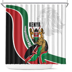 Kenya Independence Day Shower Curtain Lion With Coat Of Arms - African Pride