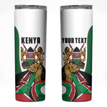 Personalized Kenya Independence Day Skinny Tumbler Lion With Coat Of Arms - African Pride