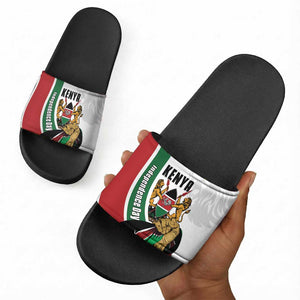 Kenya Jamhuri Day Slide Sandals Lion With Coat Of Arms