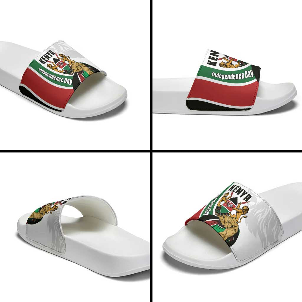 Kenya Jamhuri Day Slide Sandals Lion With Coat Of Arms