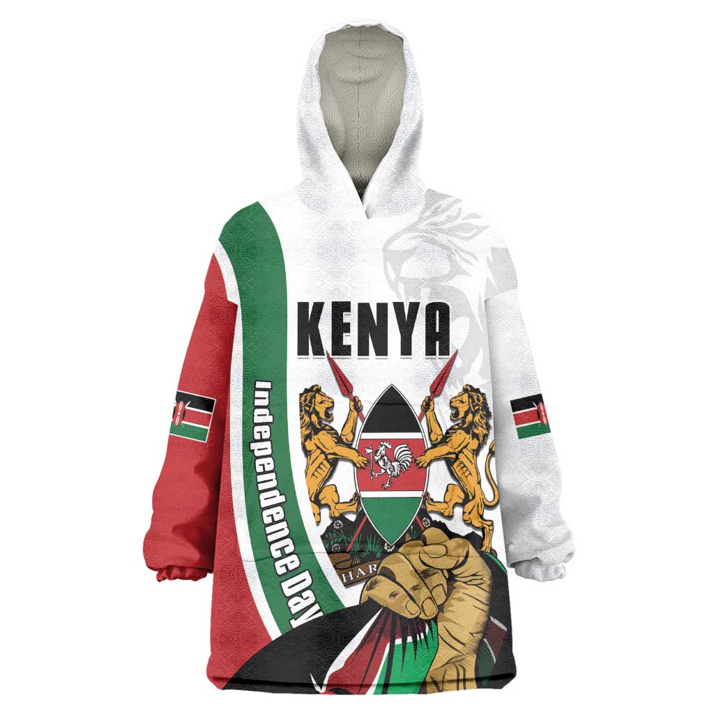 Personalized Kenya Independence Day Wearable Blanket Hoodie Lion With Coat Of Arms - African Pride