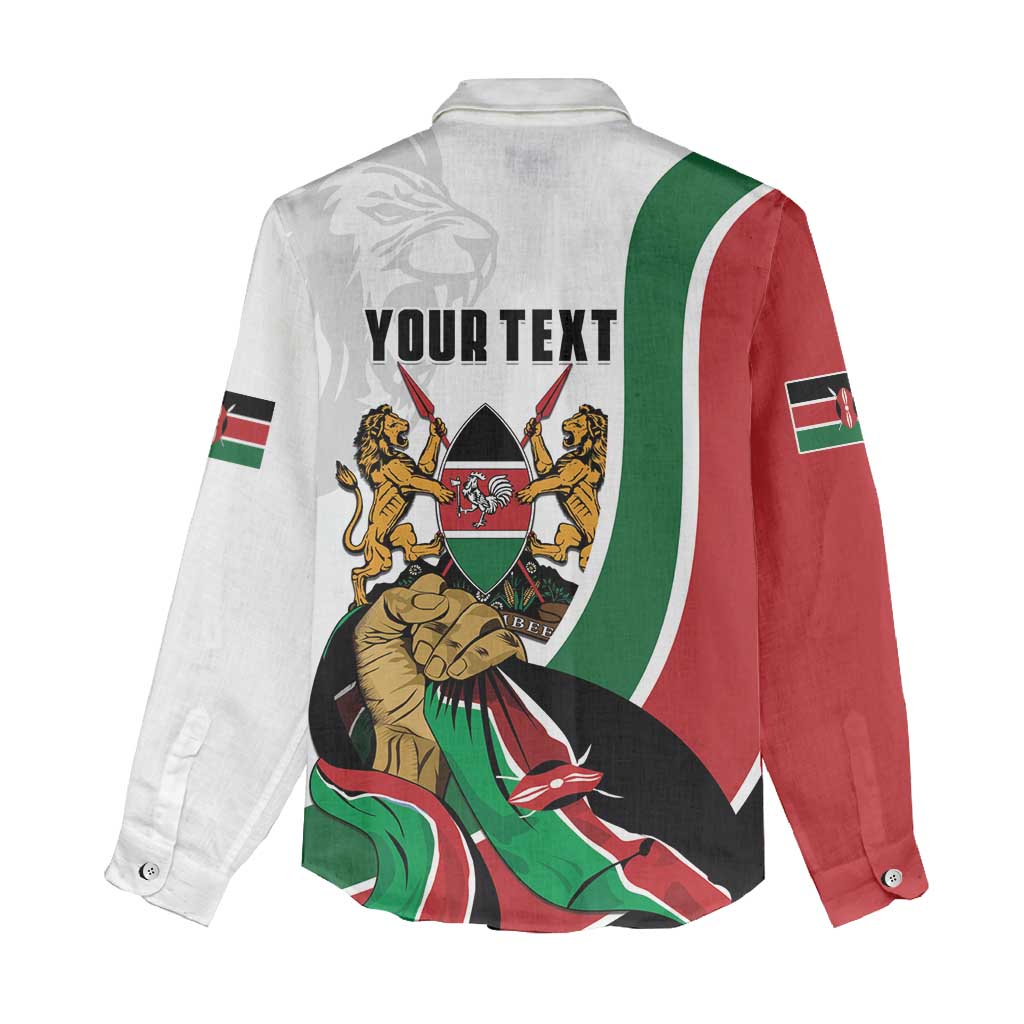 Personalized Kenya Independence Day Women Casual Shirt Lion With Coat Of Arms - African Pride