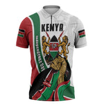 Personalized Kenya Jamhuri Day Zipper Polo Shirt Lion With Coat Of Arms