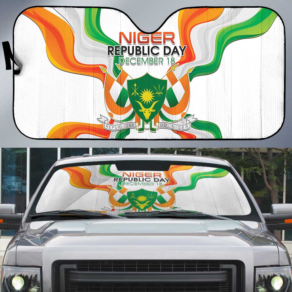 Niger Republic Day Auto Sun Shade Coat Of Arms With Flag