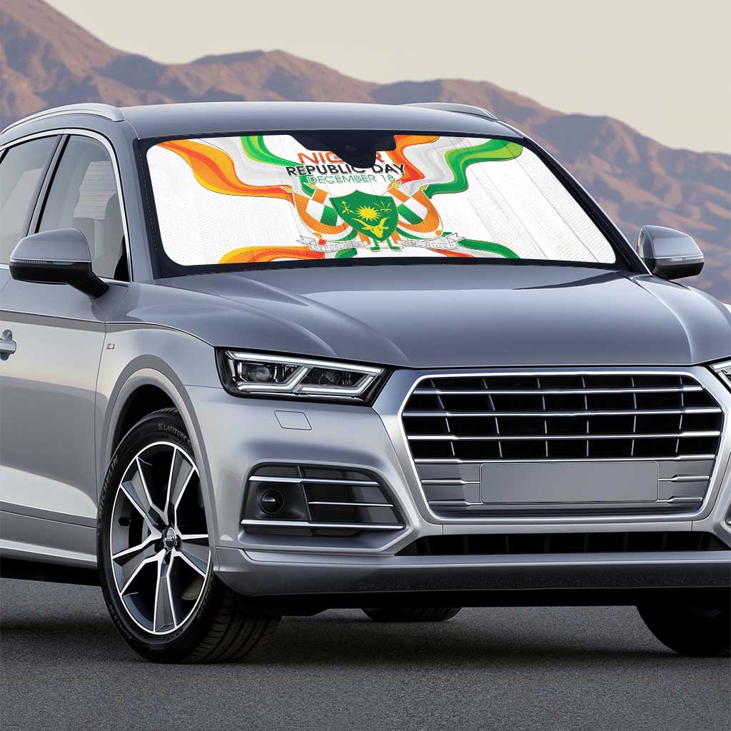 Niger Republic Day Auto Sun Shade Coat Of Arms With Flag