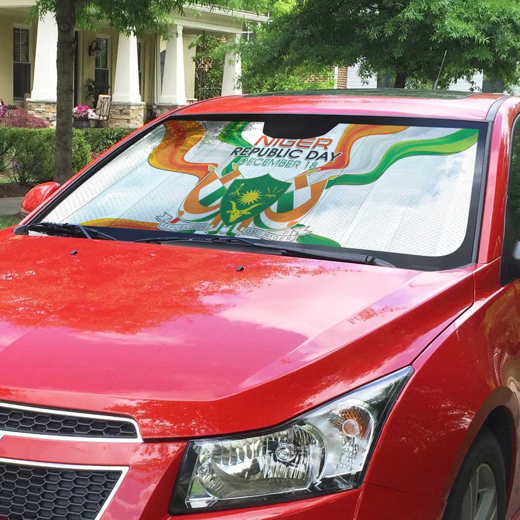 Niger Republic Day Auto Sun Shade Coat Of Arms With Flag