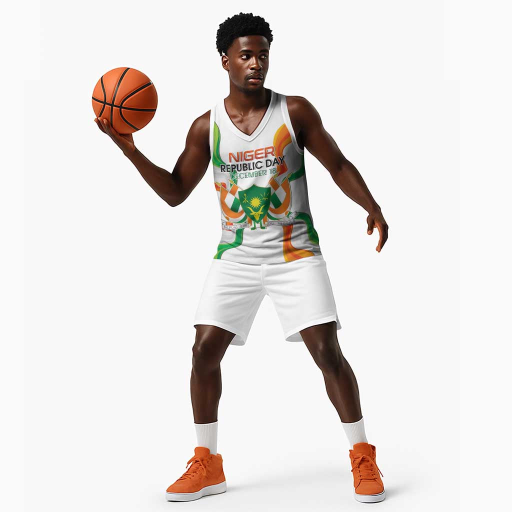 Personalized Jamhuriyar Nijar Republic Day Basketball Jersey Coat Of Arms With Flag LT15