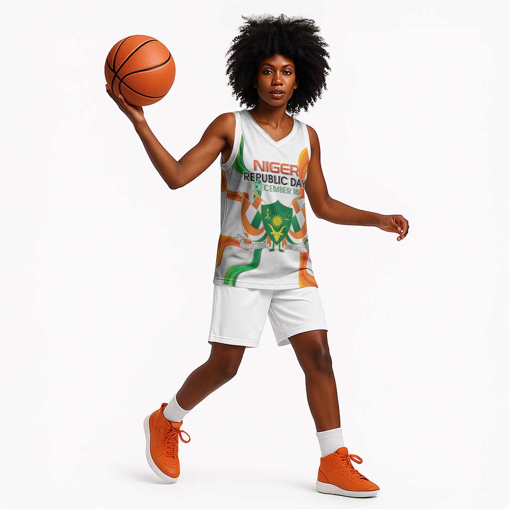 Personalized Jamhuriyar Nijar Republic Day Basketball Jersey Coat Of Arms With Flag LT15