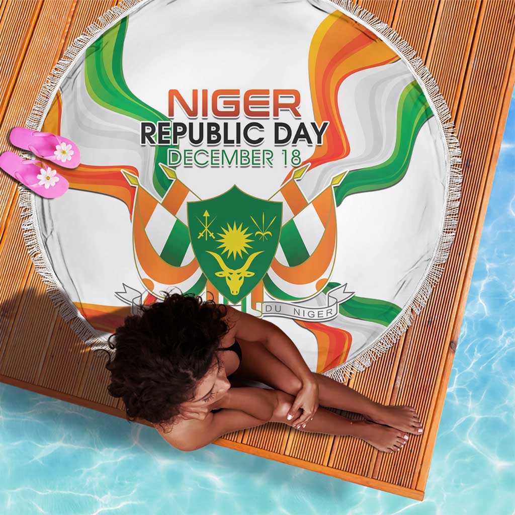 Jamhuriyar Nijar Republic Day Beach Blanket Coat Of Arms With Flag - African Pride