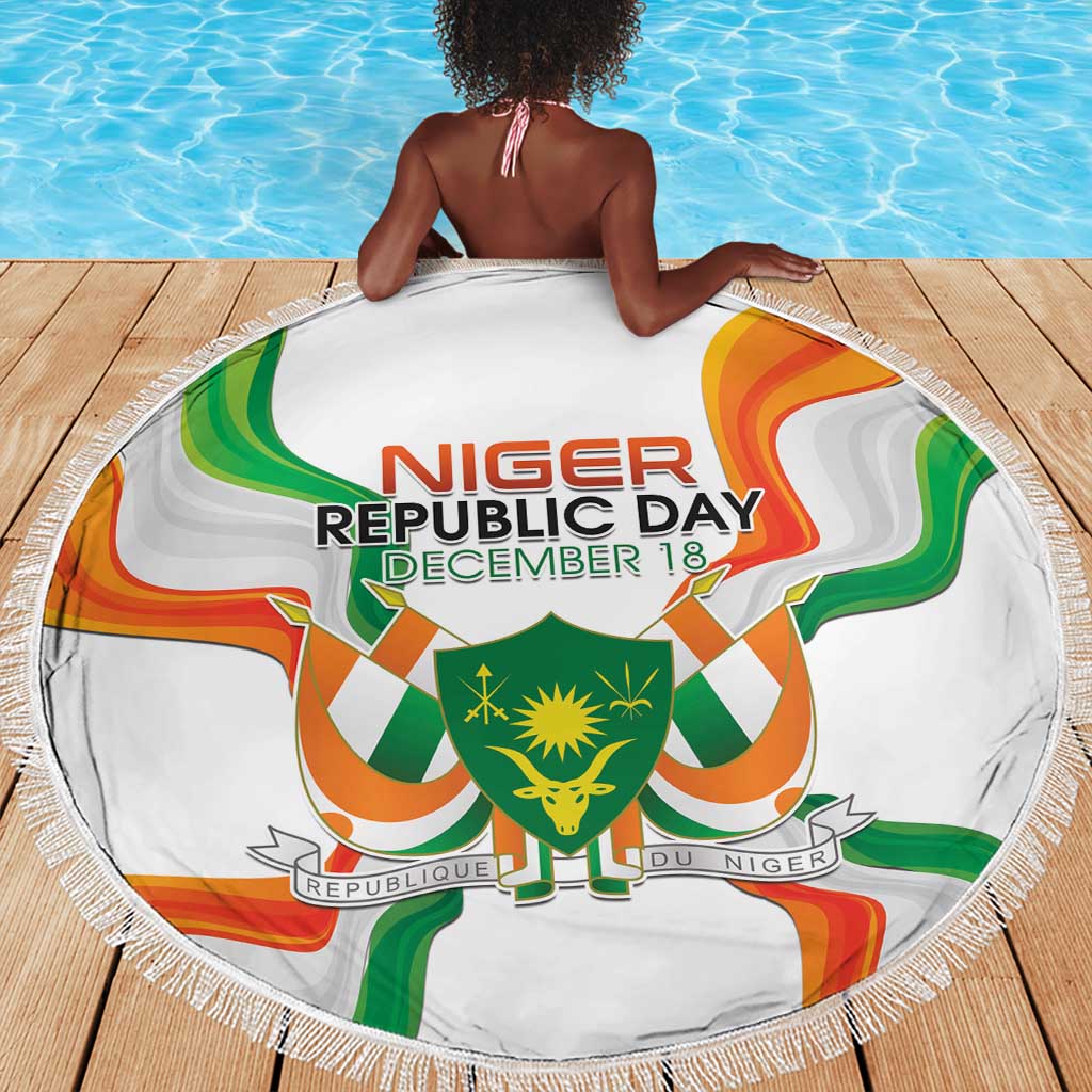 Jamhuriyar Nijar Republic Day Beach Blanket Coat Of Arms With Flag - African Pride