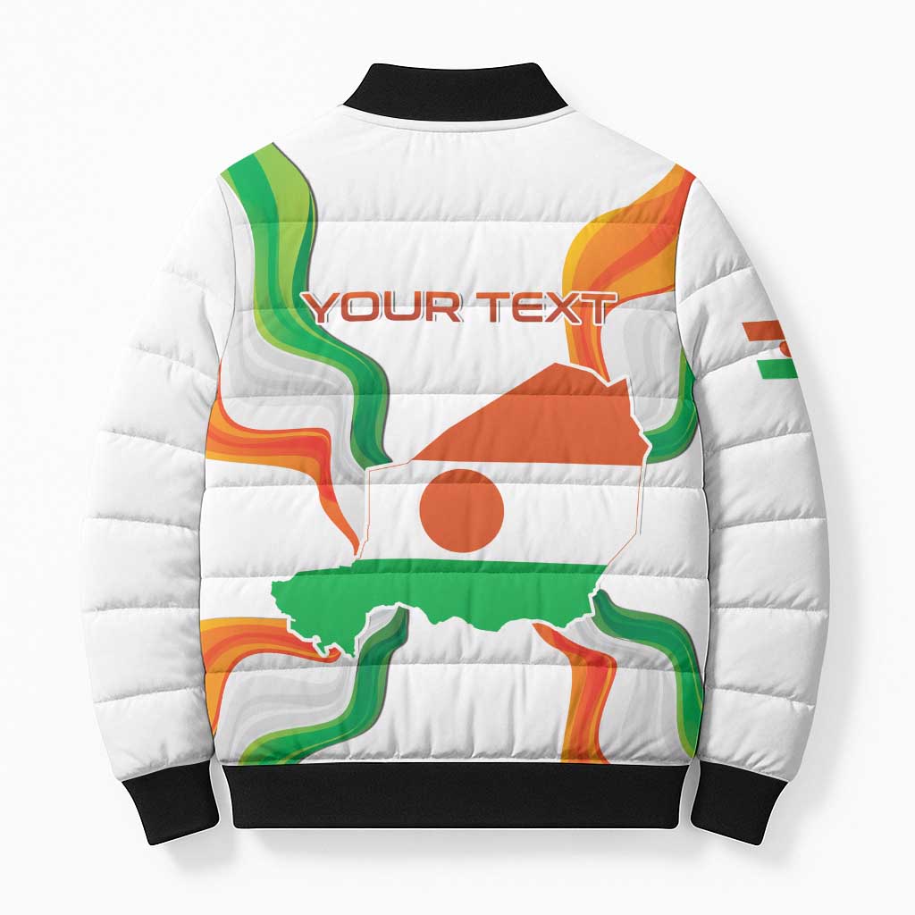 Personalized Niger Republic Day Bomber Puffer Jacket Coat Of Arms With Flag