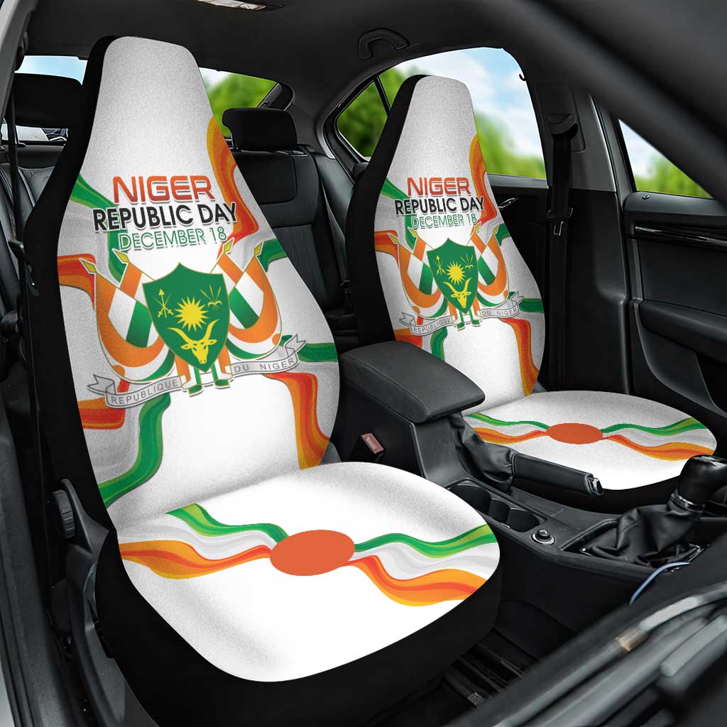 Jamhuriyar Nijar Republic Day Car Seat Cover Coat Of Arms With Flag - African Pride