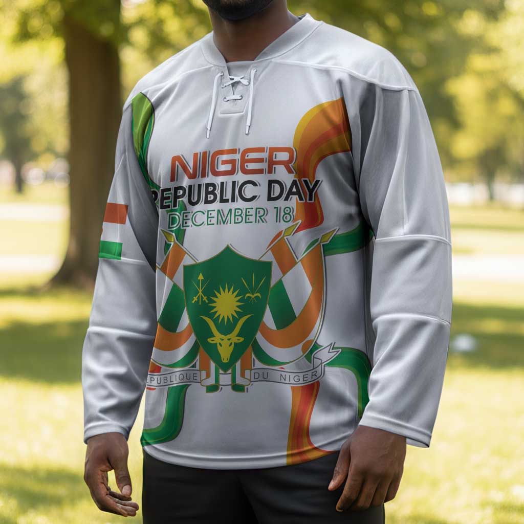 Personalized Niger Republic Day Hockey Jersey Coat Of Arms With Flag