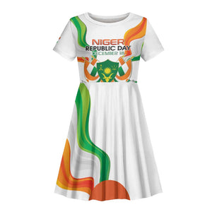 Personalized Jamhuriyar Nijar Republic Day Kid Short Sleeve Dress Coat Of Arms With Flag - African Pride