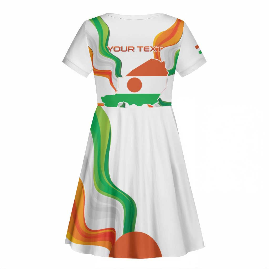 Personalized Jamhuriyar Nijar Republic Day Kid Short Sleeve Dress Coat Of Arms With Flag - African Pride