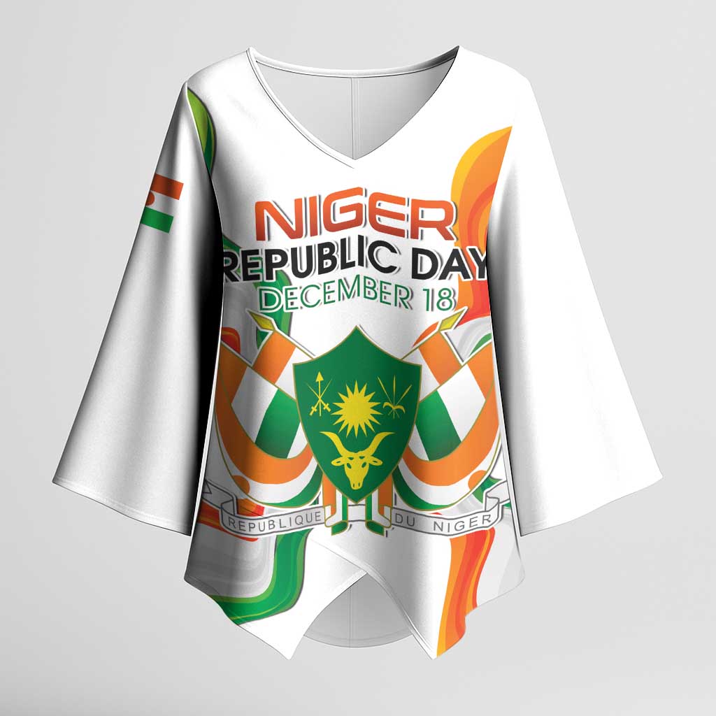 Personalized Niger Republic Day Kimono Sleeve Blouse Coat Of Arms With Flag