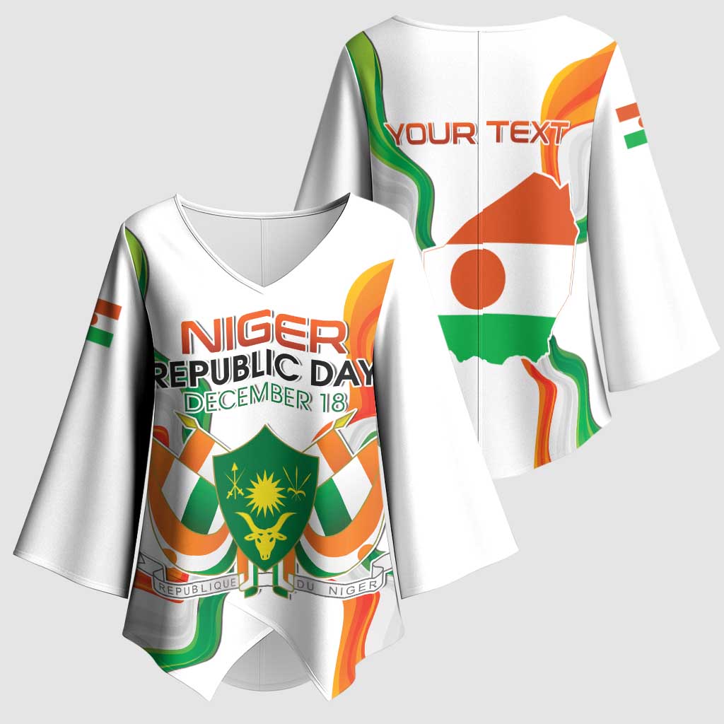 Personalized Niger Republic Day Kimono Sleeve Blouse Coat Of Arms With Flag